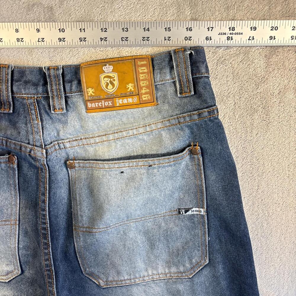 Vintage Y2K Bare Fox Baggy Jeans Mens 36x32 Blue Distressed Fade Denim Skater - Picture 8 of 8
